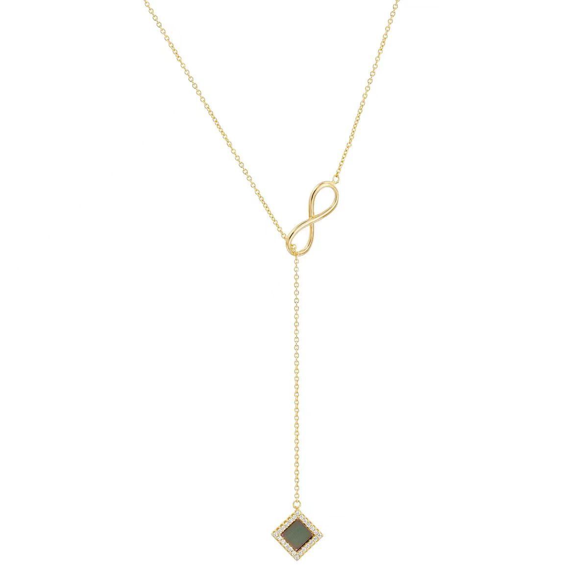 Love Infinite 8 Words Copper-plated Real Gold Necklace Temperament Clavicle Chain Pendant