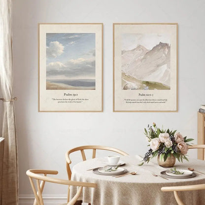 Faith & Fig Vintage Landscape Scripture Wall Art – Psalms and John Bible Verses
