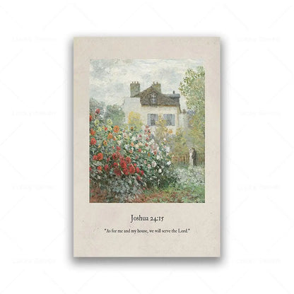 Faith & Fig Vintage Landscape Scripture Wall Art – Psalms and John Bible Verses